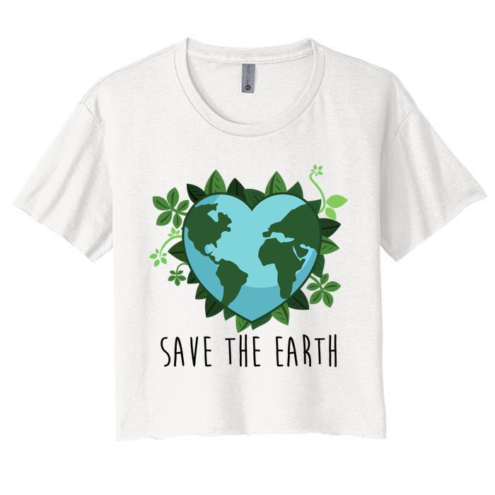 Save The Earth Planet Heart Earth Day Women's Crop Top Tee