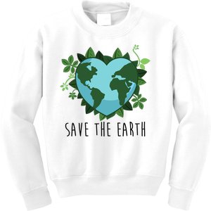 Save The Earth Planet Heart Earth Day Kids Sweatshirt