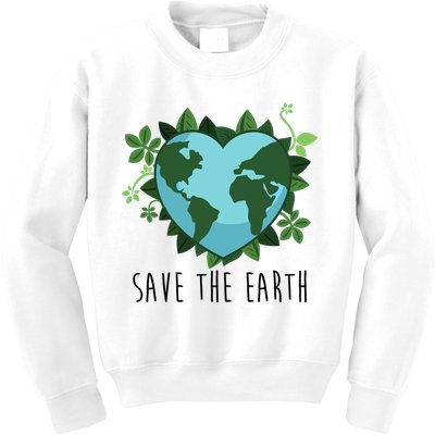 Save The Earth Planet Heart Earth Day Kids Sweatshirt