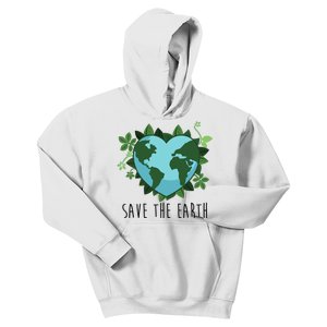 Save The Earth Planet Heart Earth Day Kids Hoodie