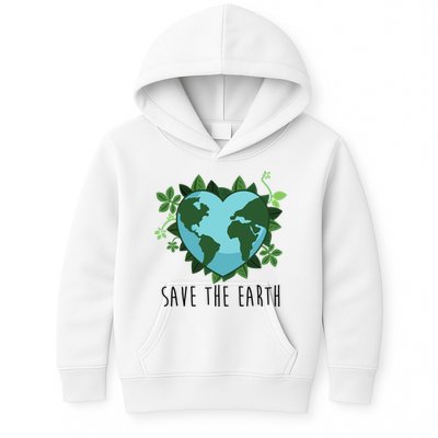 Save The Earth Planet Heart Earth Day Kids Hoodie