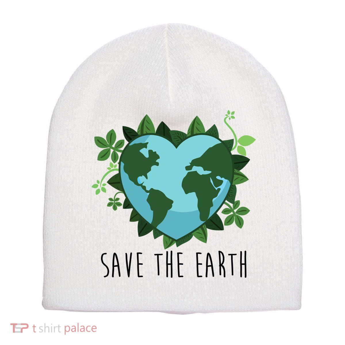 Save The Earth Planet Heart Earth Day Short Acrylic Beanie