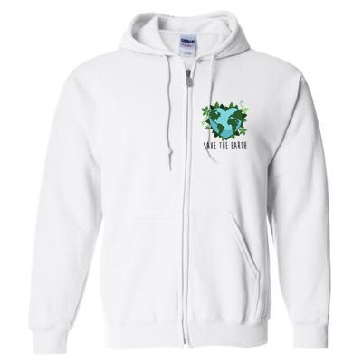 Save The Earth Planet Heart Earth Day Full Zip Hoodie