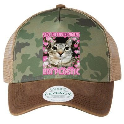Save The Environment Eat Plastic Cat Cute Silly Kitty Meme Legacy Tie Dye Trucker Hat