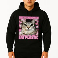 Save The Environment Eat Plastic Cat Cute Silly Kitty Meme Hoodie