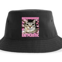 Save The Environment Eat Plastic Cat Cute Silly Kitty Meme Sustainable Bucket Hat