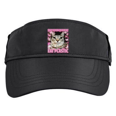 Save The Environment Eat Plastic Cat Cute Silly Kitty Meme Adult Drive Performance Visor