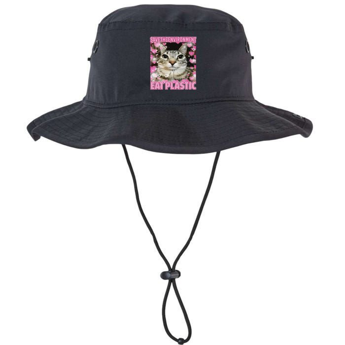 Save The Environment Eat Plastic Cat Cute Silly Kitty Meme Bucket Hat