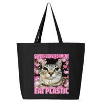 Save The Environment Eat Plastic Cat Cute Silly Kitty Meme 25L Jumbo Tote