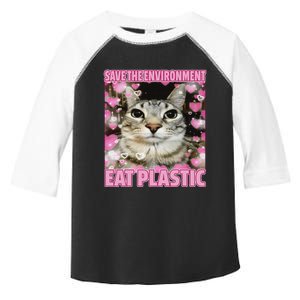 Save The Environment Eat Plastic Cat Cute Silly Kitty Meme Toddler Fine Jersey T-Shirt