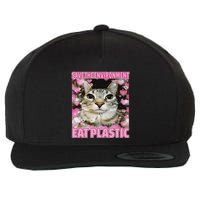 Save The Environment Eat Plastic Cat Cute Silly Kitty Meme Wool Snapback Cap