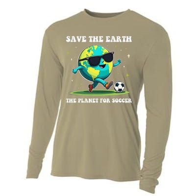 Save the Earth The Planet for Soccer Eco Awareness Cooling Performance Long Sleeve Crew