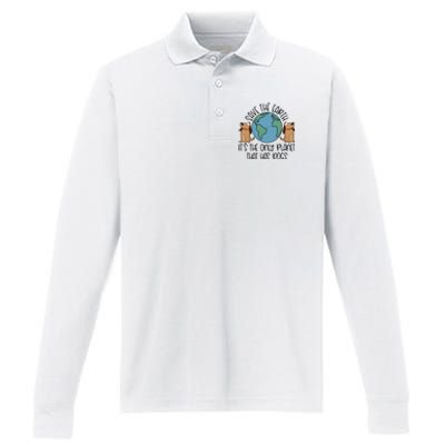 Save The Earth ItS The Only Planet That Has Dogs Performance Long Sleeve Polo