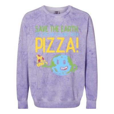 Save The Earth Its The Only Planet With Pizza Food Colorblast Crewneck Sweatshirt