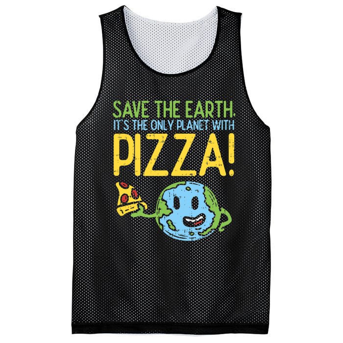 Save The Earth Its The Only Planet With Pizza Food Mesh Reversible Basketball Jersey Tank