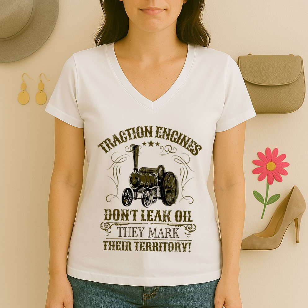 Steam Traction Engine Retirement Idea Steam Engine Women's V-Neck T-Shirt