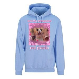 Save The Environment Eat Plastic Funny Cute Cat Meme Unisex Surf Hoodie