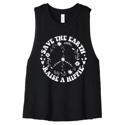 Save The Earth Raise A Hippie Earth Day Women's Racerback Cropped Tank