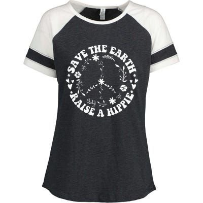 Save The Earth Raise A Hippie Earth Day Enza Ladies Jersey Colorblock Tee