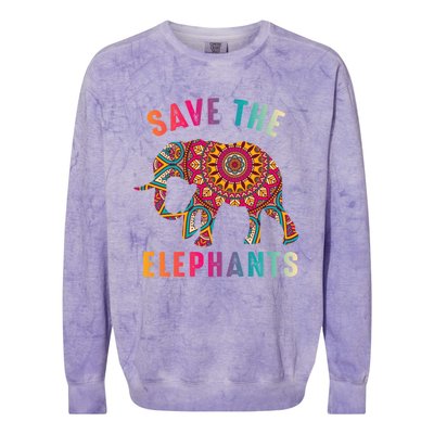 Save The Elephants Earth Day Climate Change Cool Gift Colorblast Crewneck Sweatshirt