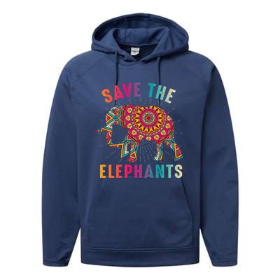 Save The Elephants Earth Day Climate Change Cool Gift Performance Fleece Hoodie