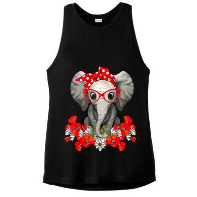 Save The Elephants Elephant Mom Red Bow Ladies PosiCharge Tri-Blend Wicking Tank