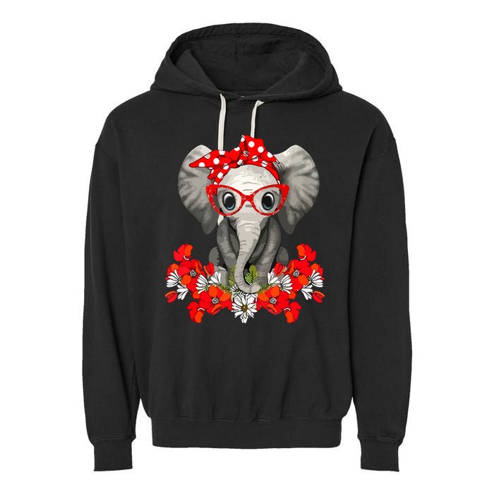 Save The Elephants Elephant Mom Red Bow Garment-Dyed Fleece Hoodie