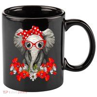 Save The Elephants Elephant Mom Red Bow 11oz C Handle Ceramic Mug