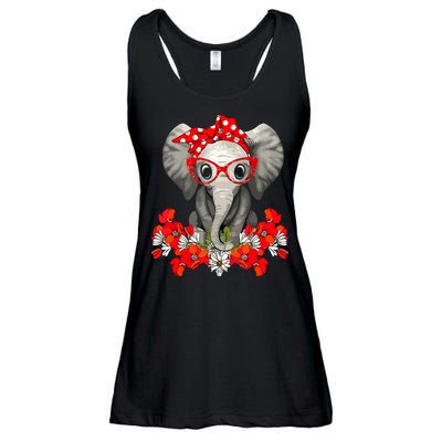 Save The Elephants Elephant Mom Red Bow Ladies Essential Flowy Tank