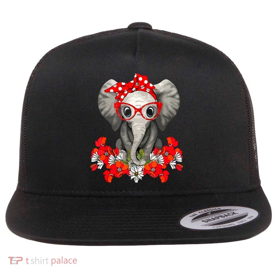 Save The Elephants Elephant Mom Red Bow Flatbill Hat