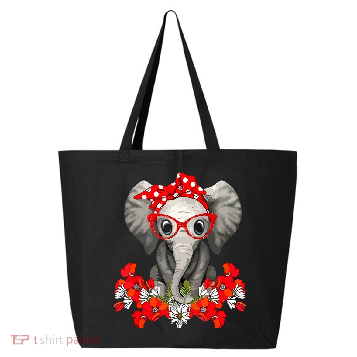 Save The Elephants Elephant Mom Red Bow 25L Jumbo Tote
