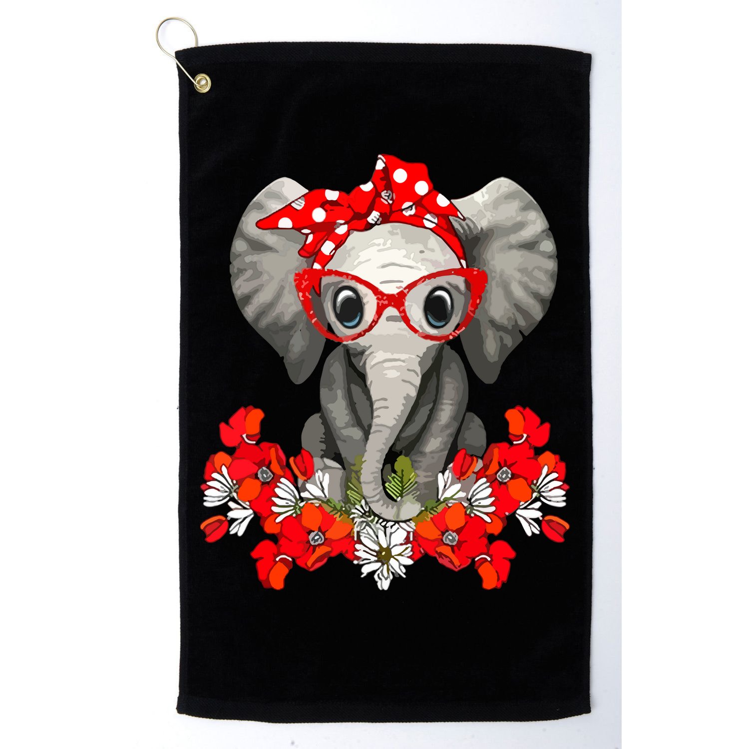 Save The Elephants Elephant Mom Red Bow Golf Towel