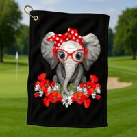Save The Elephants Elephant Mom Red Bow Golf Towel
