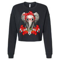 Save The Elephants Elephant Mom Red Bow Cropped Pullover Crew