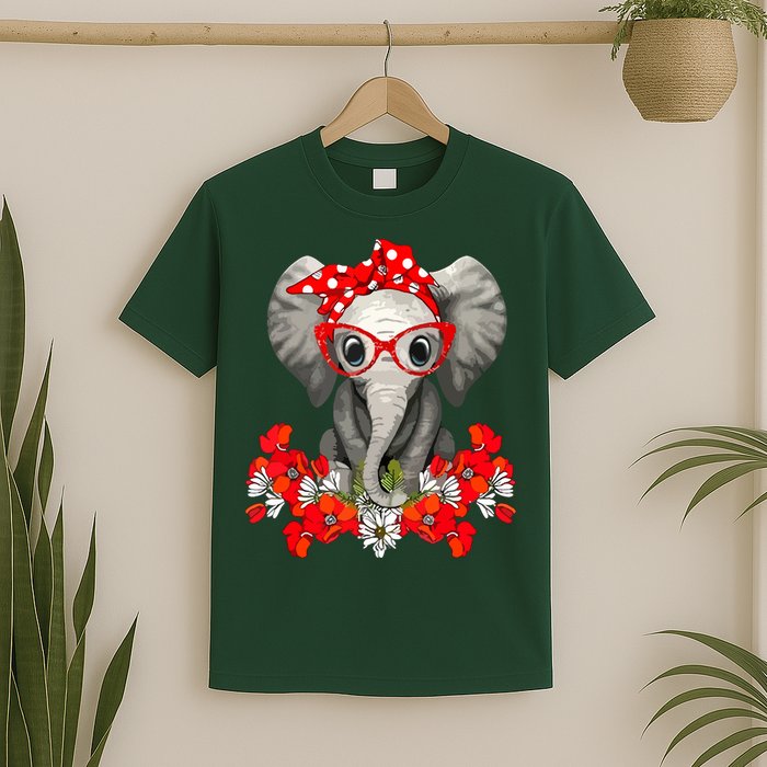 Save The Elephants Elephant Mom Red Bow T-Shirt