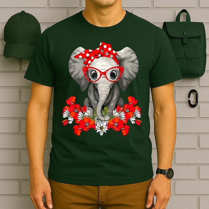 Save The Elephants Elephant Mom Red Bow T-Shirt