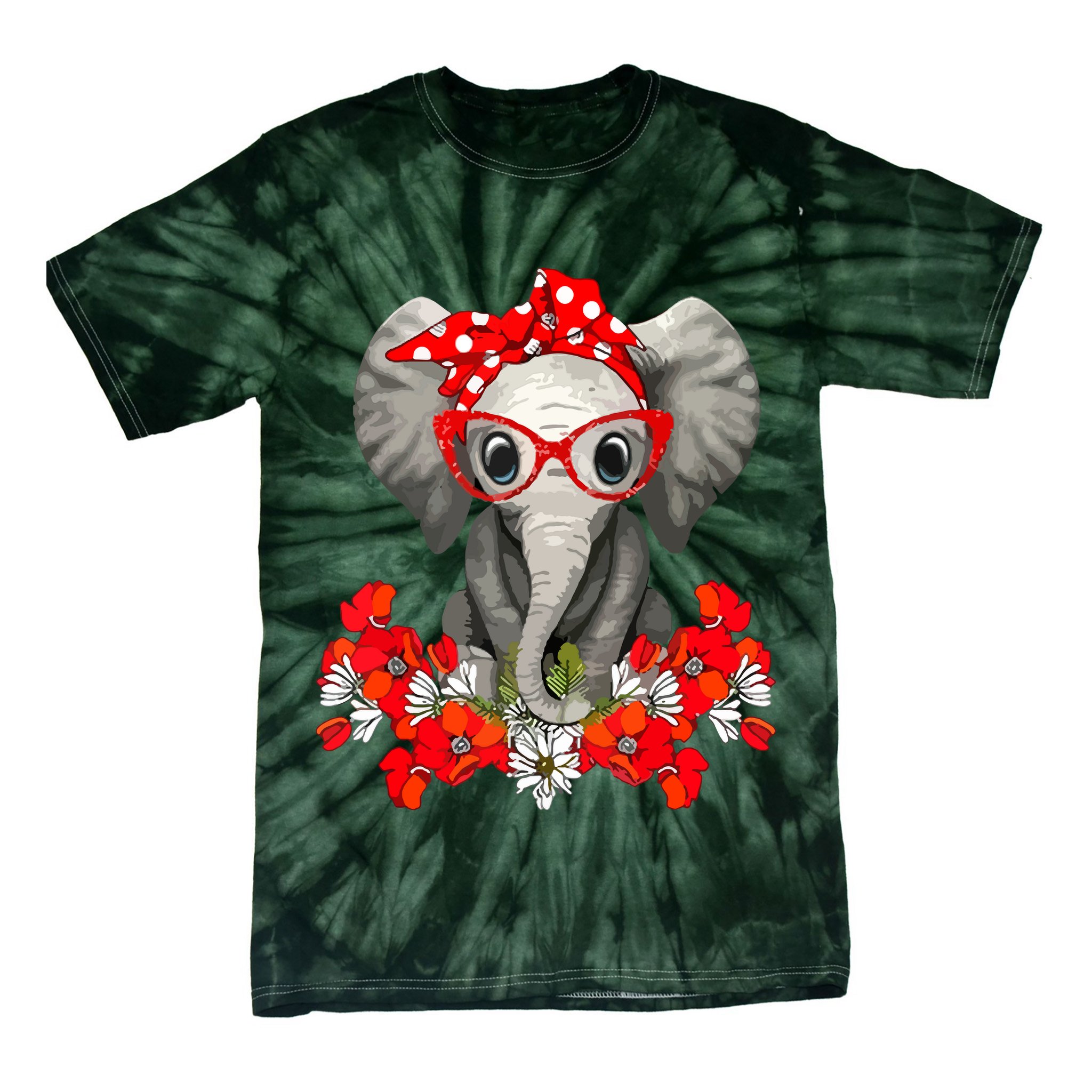 Save The Elephants Elephant Mom Red Bow Tie-Dye T-Shirt