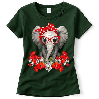 Save The Elephants Elephant Mom Red Bow Womens T-Shirt