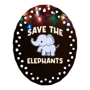 Save The Elephants Ceramic Oval Ornament