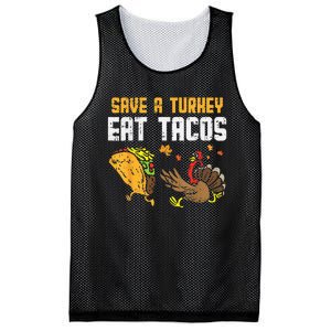 Save Turkey Eat Tacos Mexican Funny Thanksgiving Day Mesh Reversible Basketball Jersey Tank