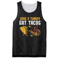 Save Turkey Eat Tacos Mexican Funny Thanksgiving Day Mesh Reversible Basketball Jersey Tank