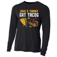 Save Turkey Eat Tacos Mexican Funny Thanksgiving Day Cooling Performance Long Sleeve Crew