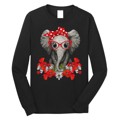 Save The Elephants Elephant Mom Red Bow Woman Long Sleeve Shirt