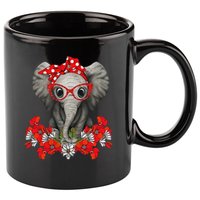 Save The Elephants Elephant Mom Red Bow Woman 11oz C Handle Ceramic Mug