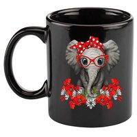 Save The Elephants Elephant Mom Red Bow Woman 11oz C Handle Ceramic Mug