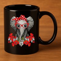 Save The Elephants Elephant Mom Red Bow Woman 11oz C Handle Ceramic Mug