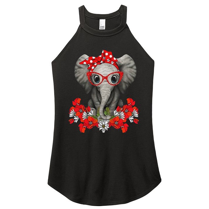 Save The Elephants Elephant Mom Red Bow Woman Women's Perfect Tri Rocker Tank