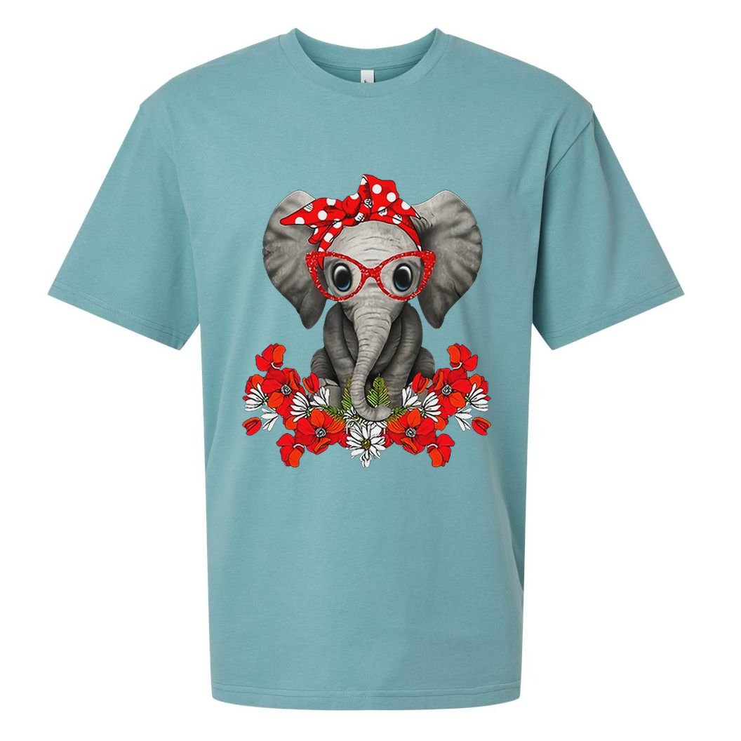 Save The Elephants Elephant Mom Red Bow Woman Sueded Cloud Jersey T-Shirt