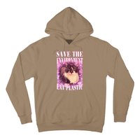 Save The Environment Eat Plastic Funny Cute Cat Meme Hoodie