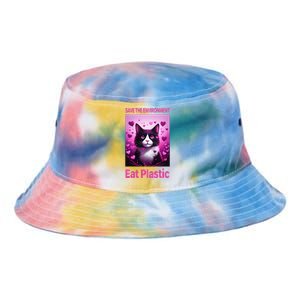 Save The Environment Eat Plastic Earth Day 2025 Cat Meme Tie Dye Newport Bucket Hat